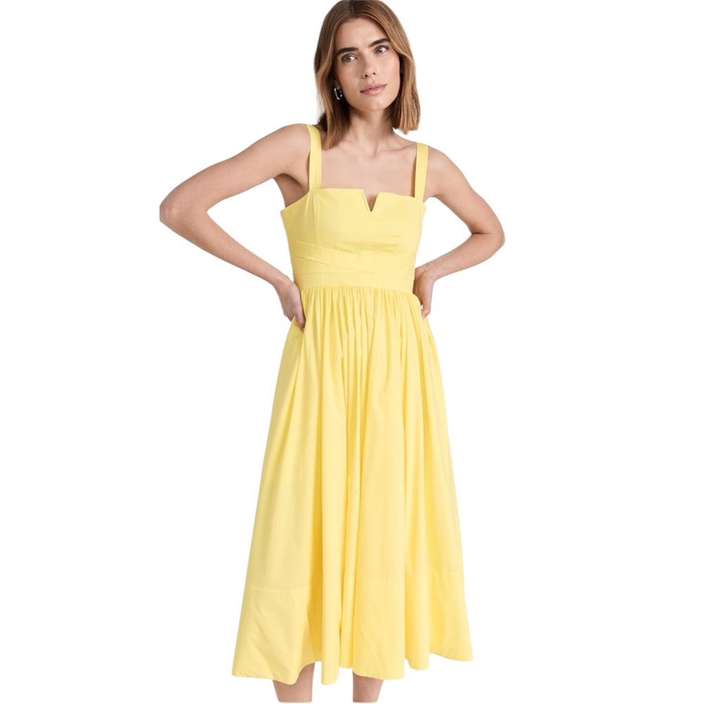 Cinq A Sept Cornelia Yellow Sleeveless Midi Dress Size 6 Strappy A-Line NWT